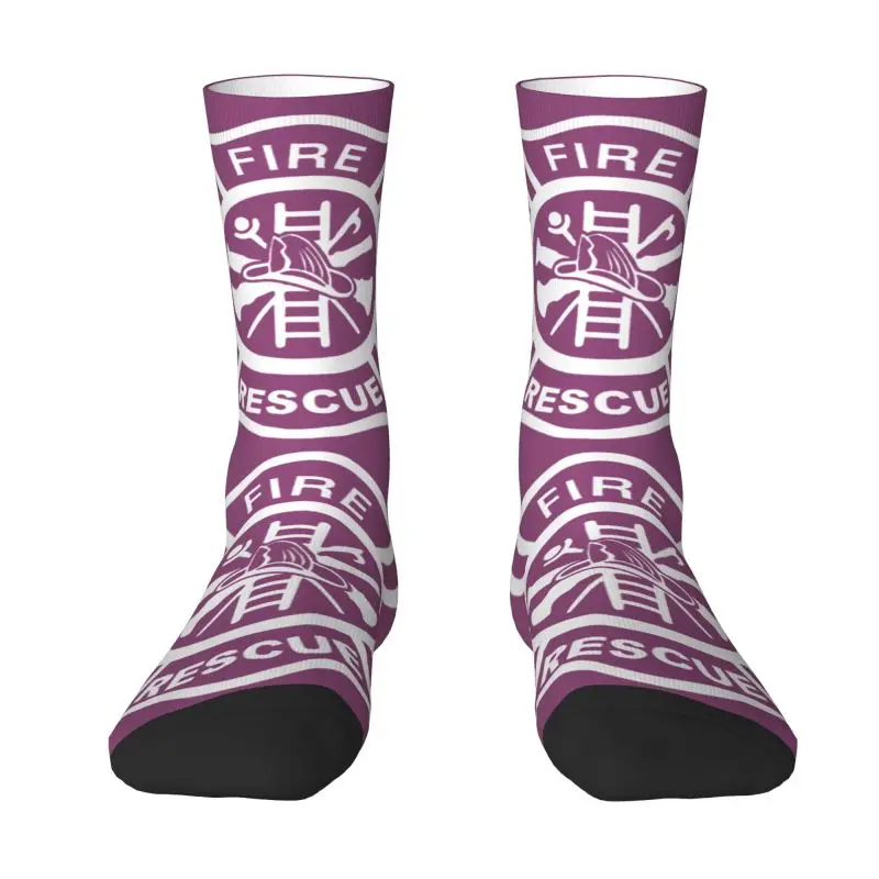 

Novelty Men's Fire Rescue Firefighter Dress Socks Unisex Warm Comfortable 3D Printing Crew Socks