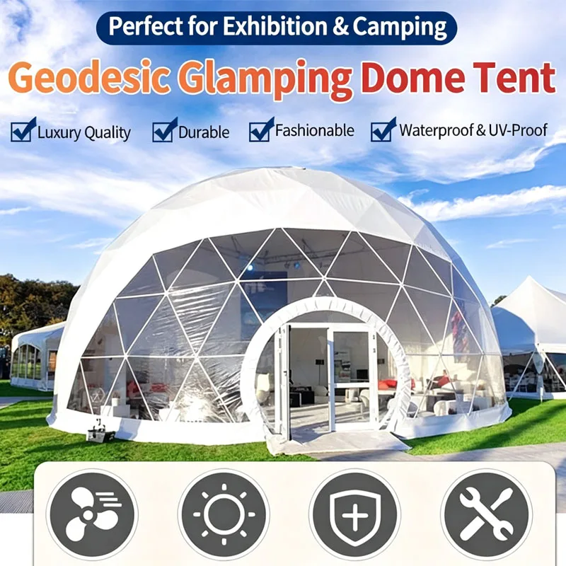 Prefabricated Glamping House Geodesic Dome Tent Luxury Outdoor Resort Camping Villa Customized