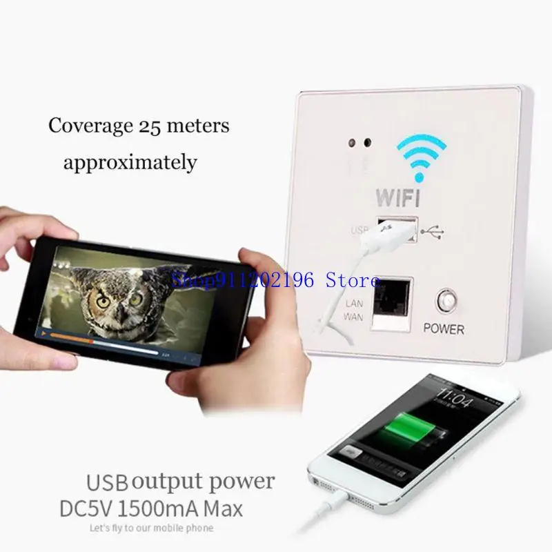 P82A 2022 wifiリピーターWifi壁埋め込みルーターUSB充電ソケット300Mbps送信速度