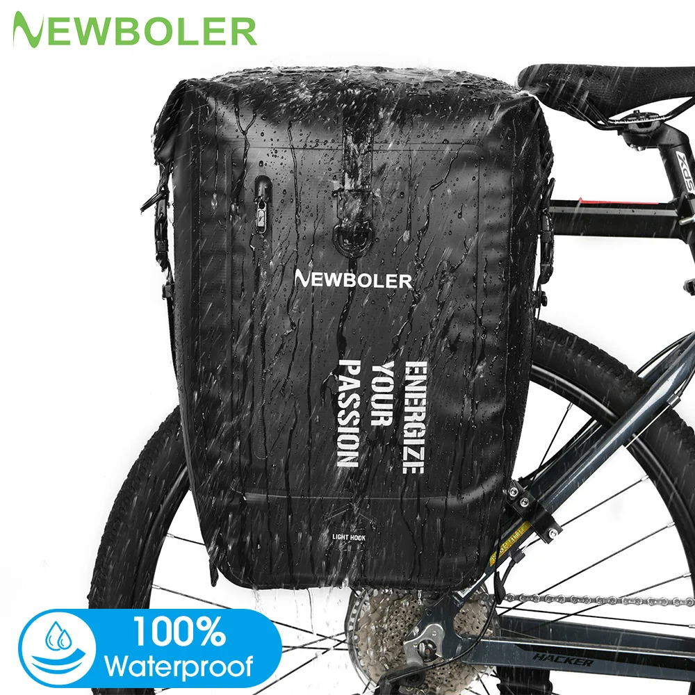 NEWBOLER 100%WaterproofBike Bag 27L Travel Cycling Bag Basket Bicycle Rear Rack Tail Seat Trunk Bag Bicycle Bag Panniers