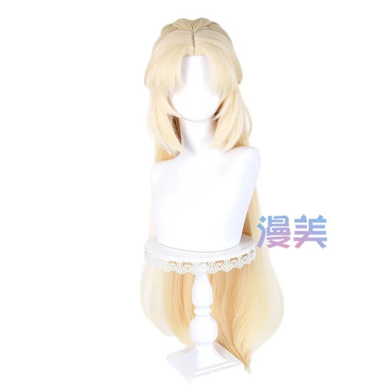 Lqgame genshin impacto nicole reeyn peruca cosplay prop longo quente ouro com cabelo de síntese azul festa de carnaval de halloween para mulher m