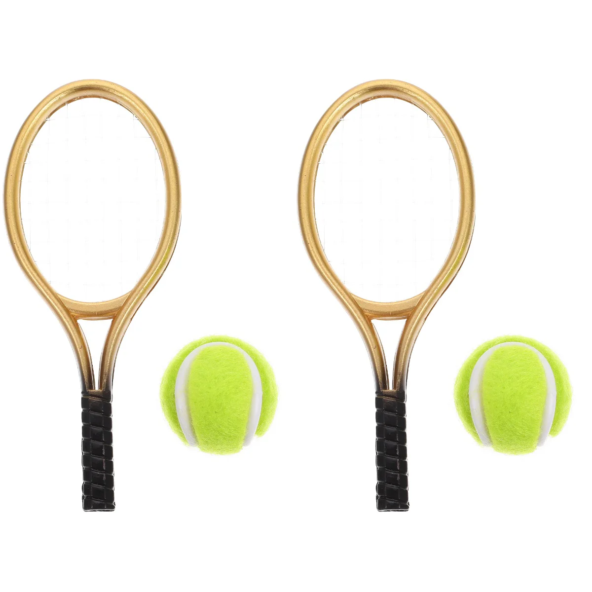 

2 Sets Dollhouse Tennis Racket Girls Toys Mini Plastic Decorative Toddler Ornament