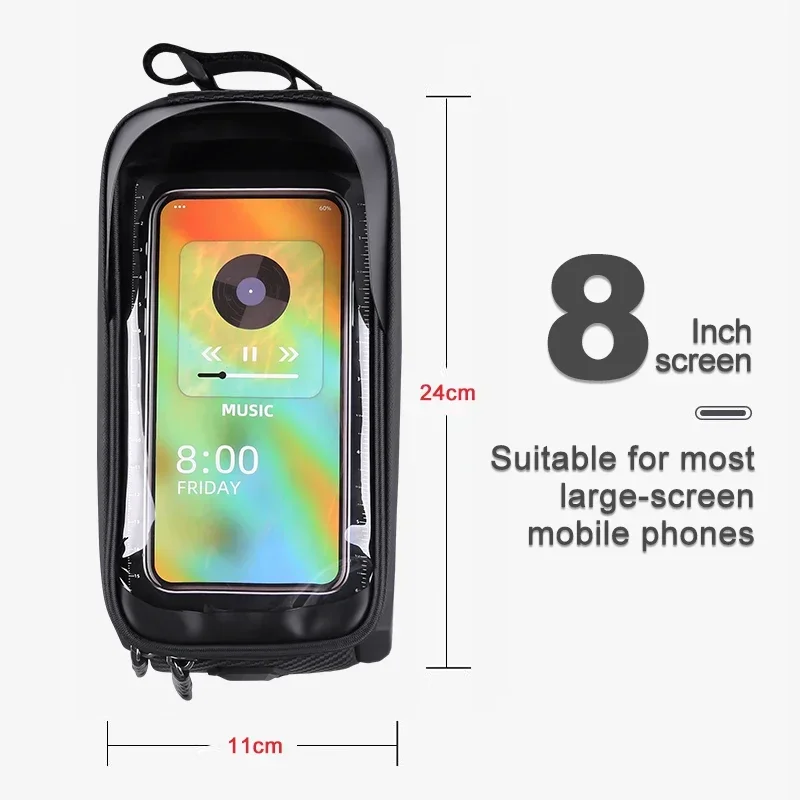 X-TIGER Bicycle Top Tube Bag Bike Phone Front Frame Bag TPU Screen Waterproof Bag for Cell Phone Under 6.7\