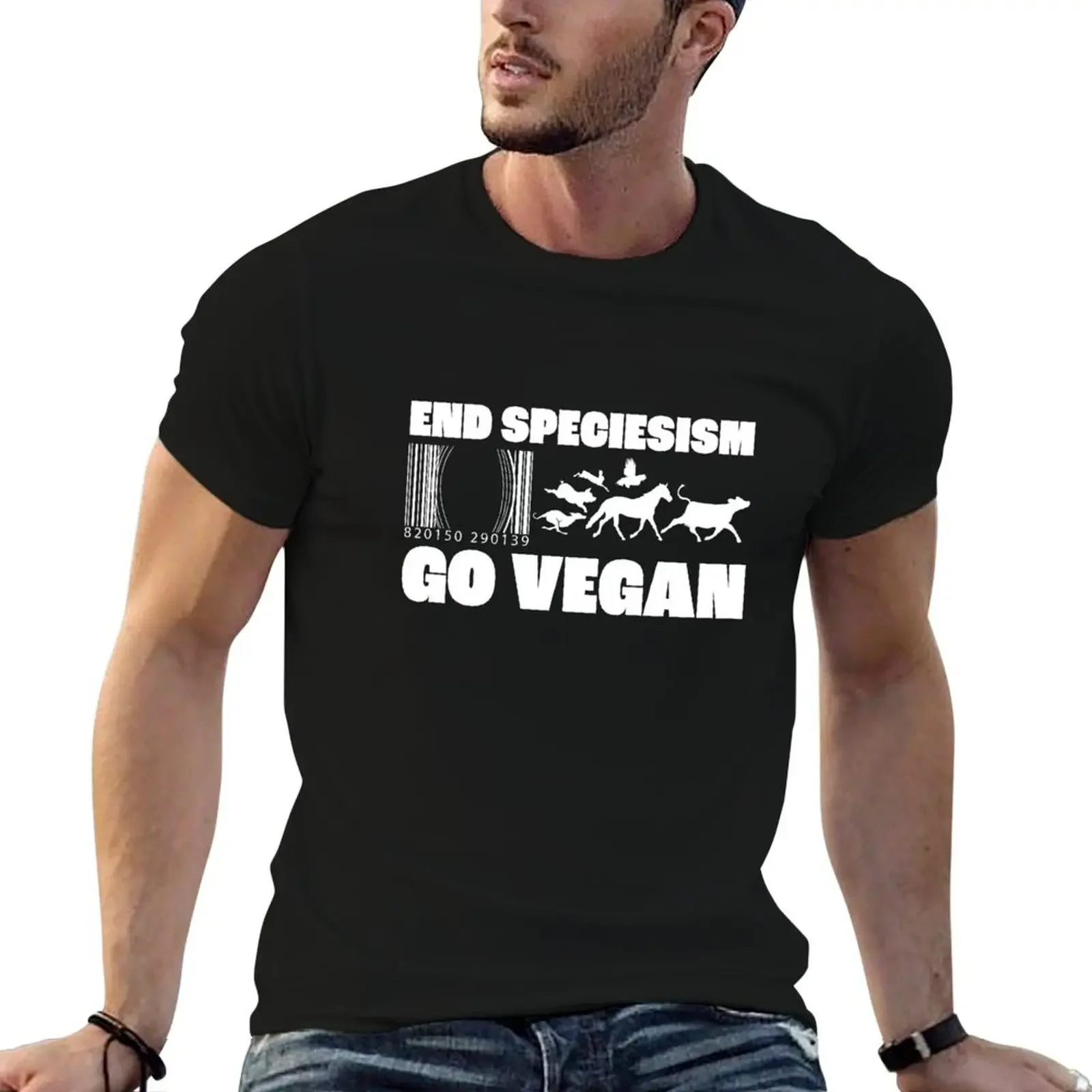 

End Speciesism Go Vegan - Bar Code Cage T-Shirt plus sizes korean fashion anime figures cheap stuff mens vintage t shirts