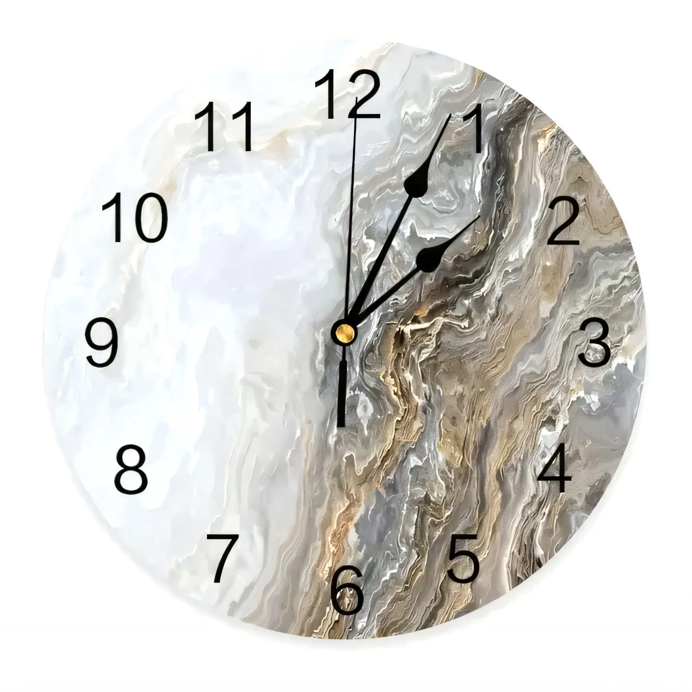 Modern Abstract Marble Round Wall Clock  Silent Non Ticking Battery Operated Decorative for Living Room Bathroom Kitchen