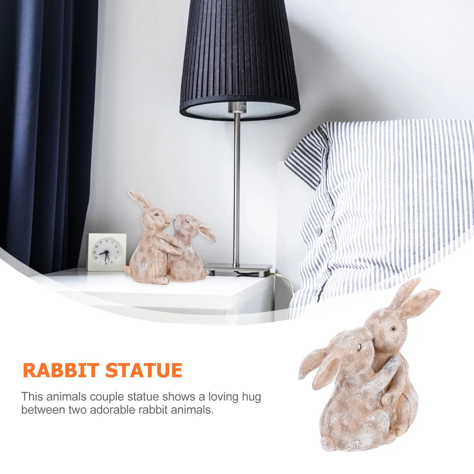Rabbit Couple Hugging Resin Statue for Garden, Yard, Courtyard, Indoor & Outdoor Home Decoration
