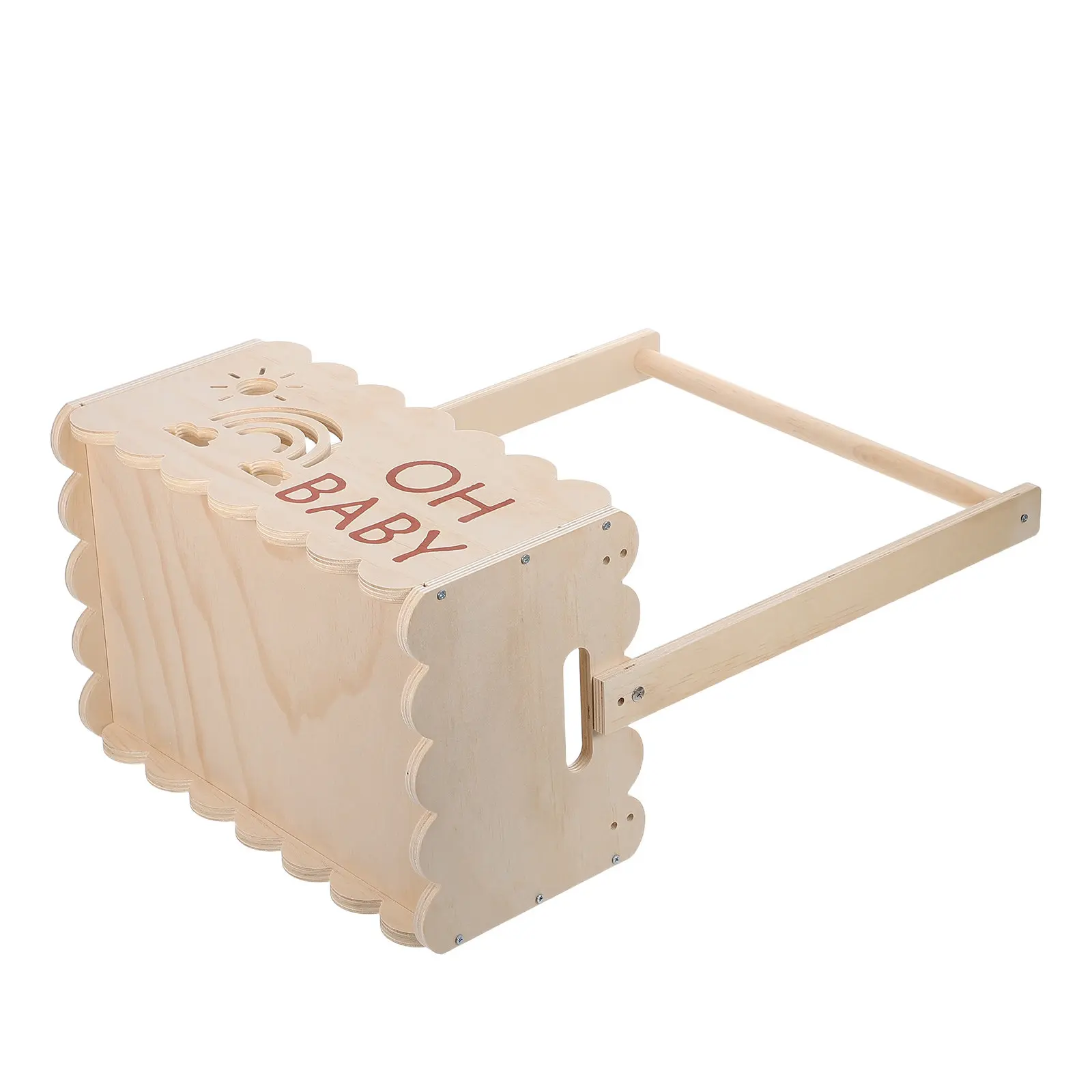Wooden Baby Shower Crate Beige Sturdy Wood Storage Basket Newborn Gift Organization Wardrobe Decor Baby Shower Clothes Hanger