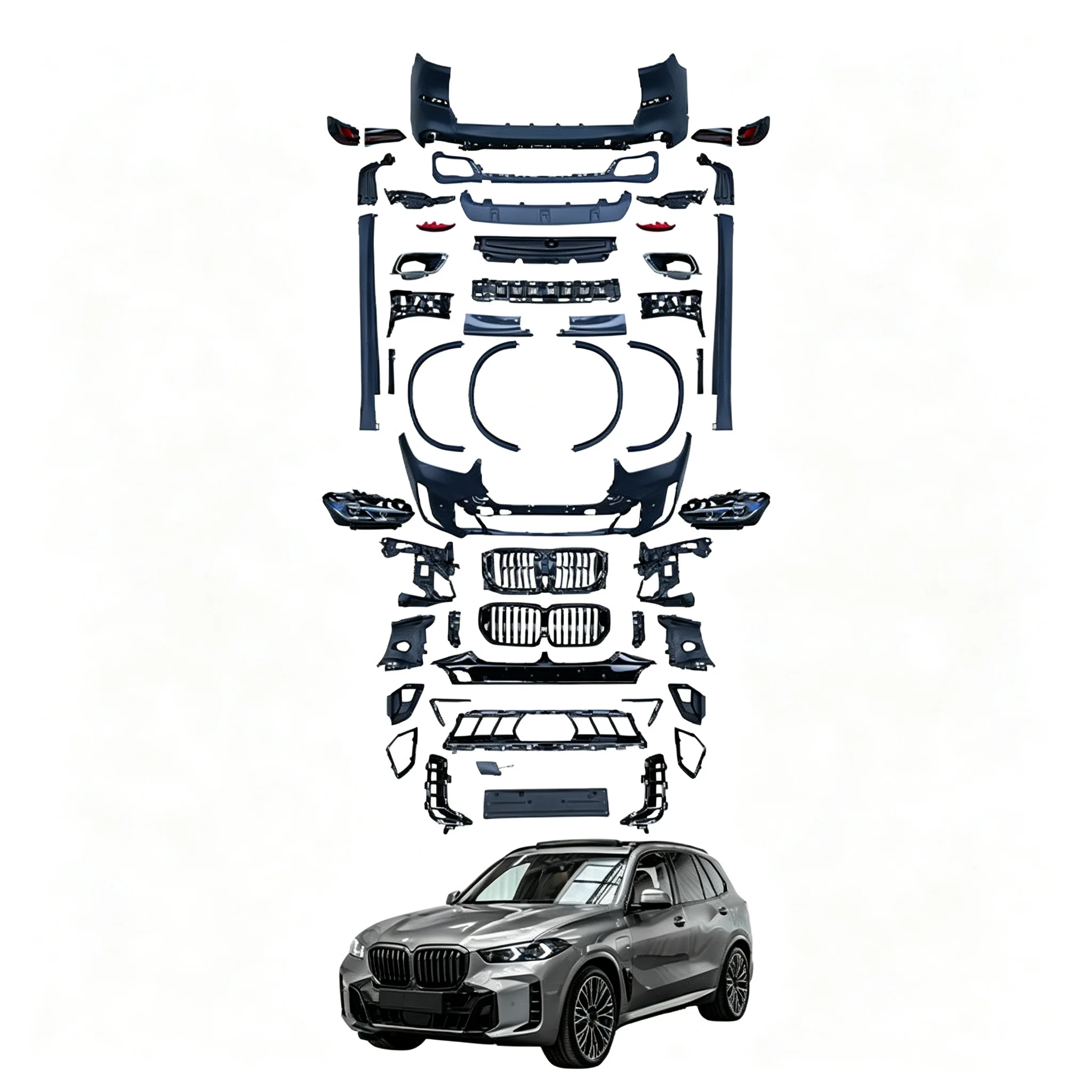 Car Body Kit for X5 G05 Pre Model Upgrade X5M MT  Auto Part Full Bumper Exhaust Tip Grille Side Skirts Headlights Taillights