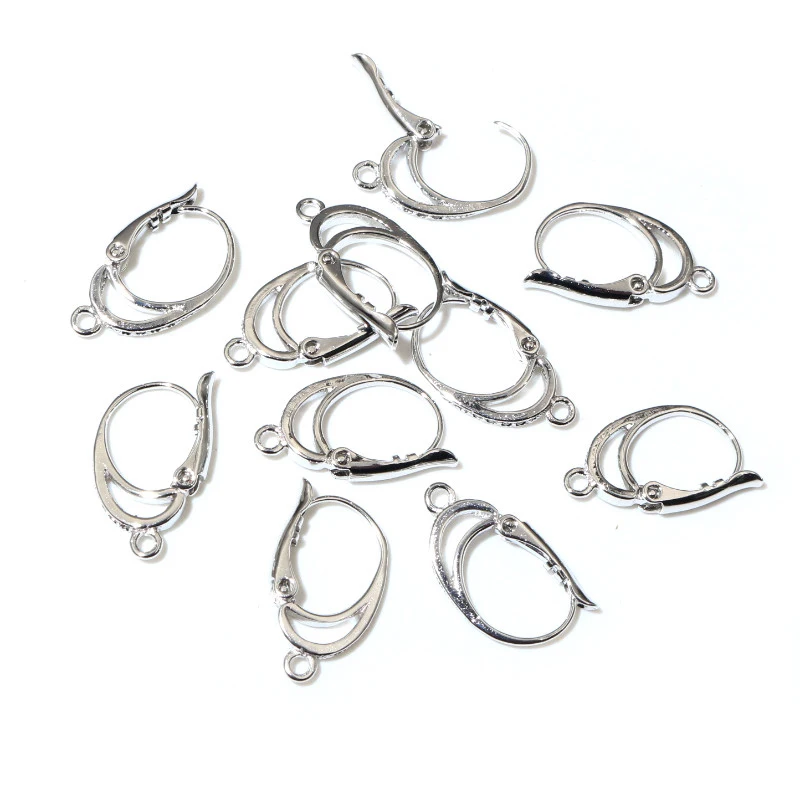 6pcs ( 3pairs) 20x11mm Bright Silver Plated Rhodium Ear Hooks Earring Wires for Handmade Women Fashion Jewelry Earrings