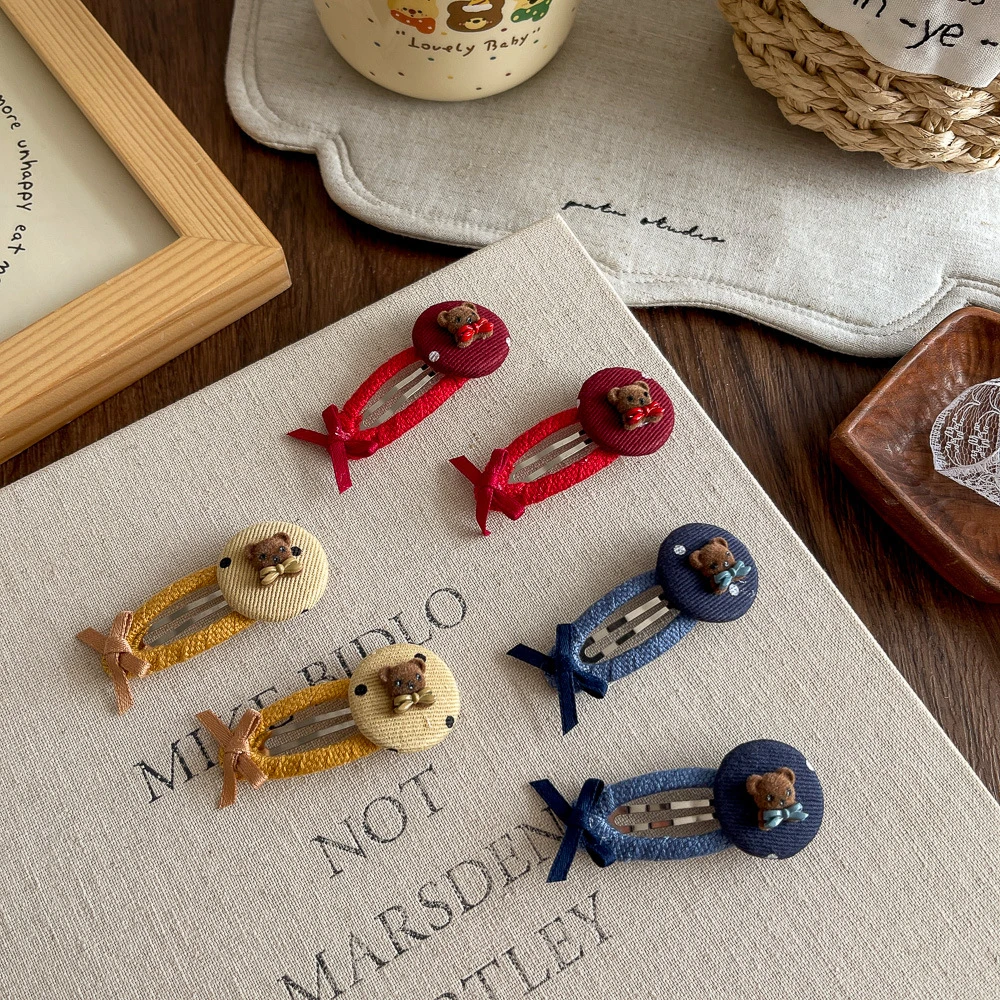 New Girl Bangs Broken Hair Headgear Hairpin Hollow Button Bear Bb Clip Temperament Children's Hairpin