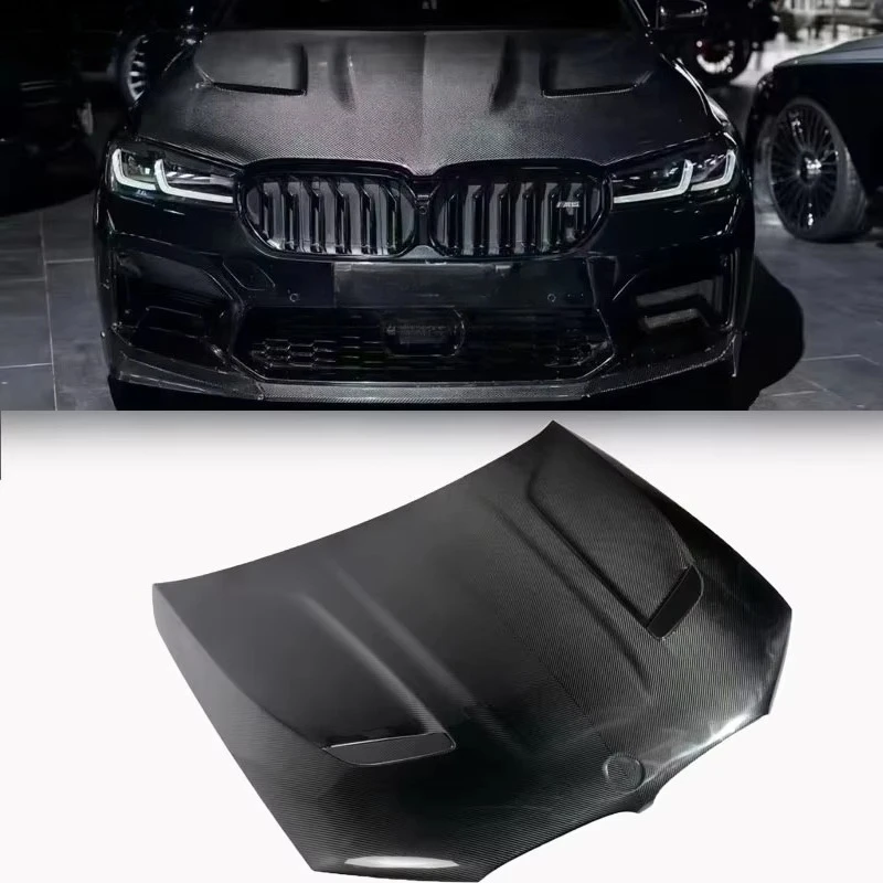 

New Black Vertical Billet Bolt-On Carbon Fiber Engine Hood with Clips for 5 Series M5 F90 G30 G38 525LI