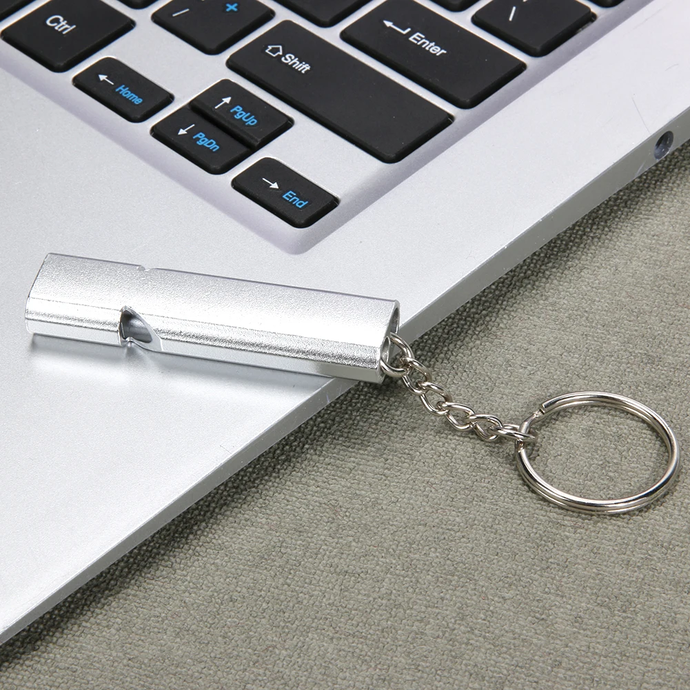 

Emergency Whistle with Keychain Dog Training Whistle 2 Tube Safety Whistle Aluminum Alloy for Hunting Signaling