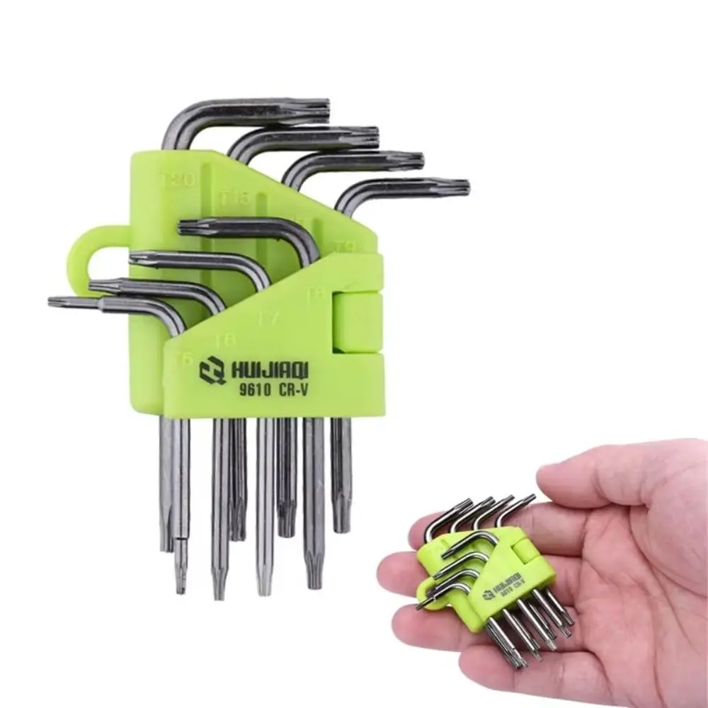 8 in 1 Hexagon Screwdriver Wrench Bit Set T5-T20 CR-V Star Torx Wrench Wrench Tool Kit Portable with Carrying Holder