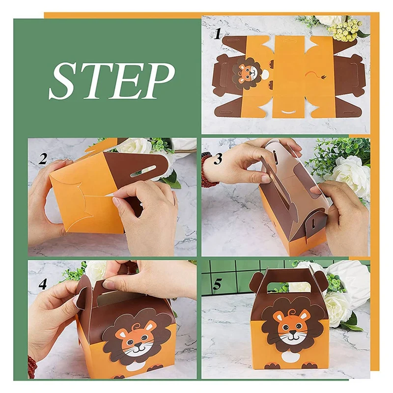 40Pcs Animal Party Bags, Paper Gift Bags, Small Paper Bags For Kids Party, 4 Designs Jungle Theme Birthday Party