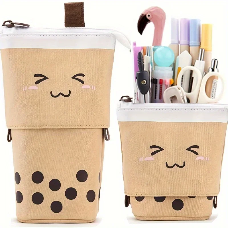 1pc Large Capacity Pencil Case|Spacious Stationery Holder with Smiling Face Design,Telescopic Extension
