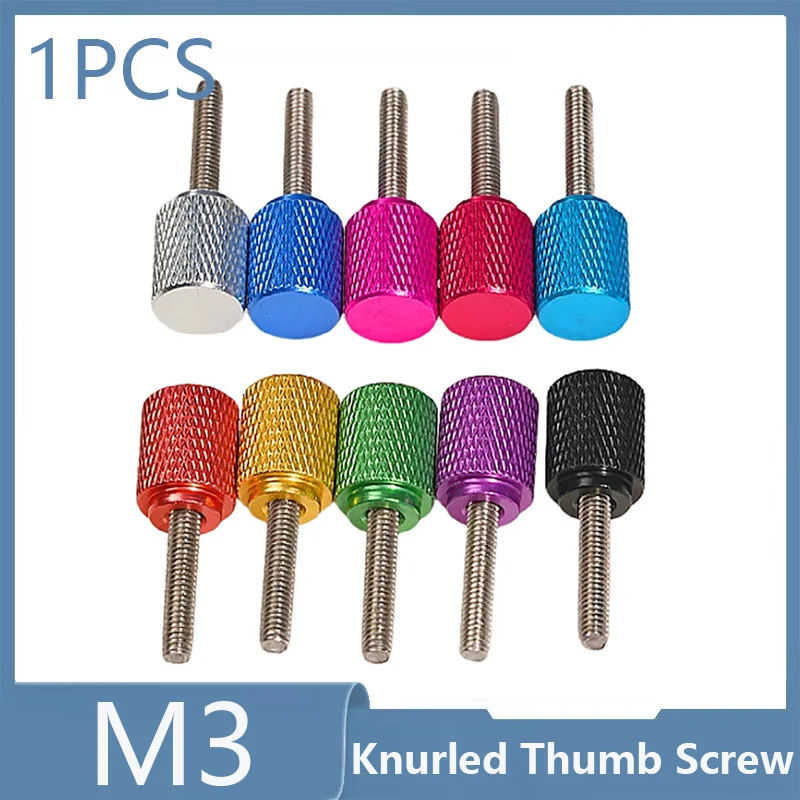 1 Stück M3 Farbige Rändelschraube aus Aluminium mit gerändeltem Kopf, Edelstahl-Gewinde, Handfeststellschraube, Länge 6mm-100mm