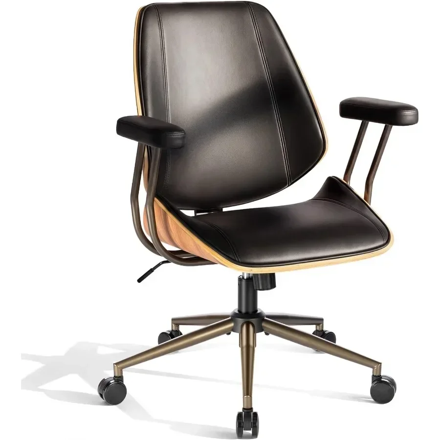 Modern Mid Back Office Chair, Adjustable Swivel Desk Chair with Arms