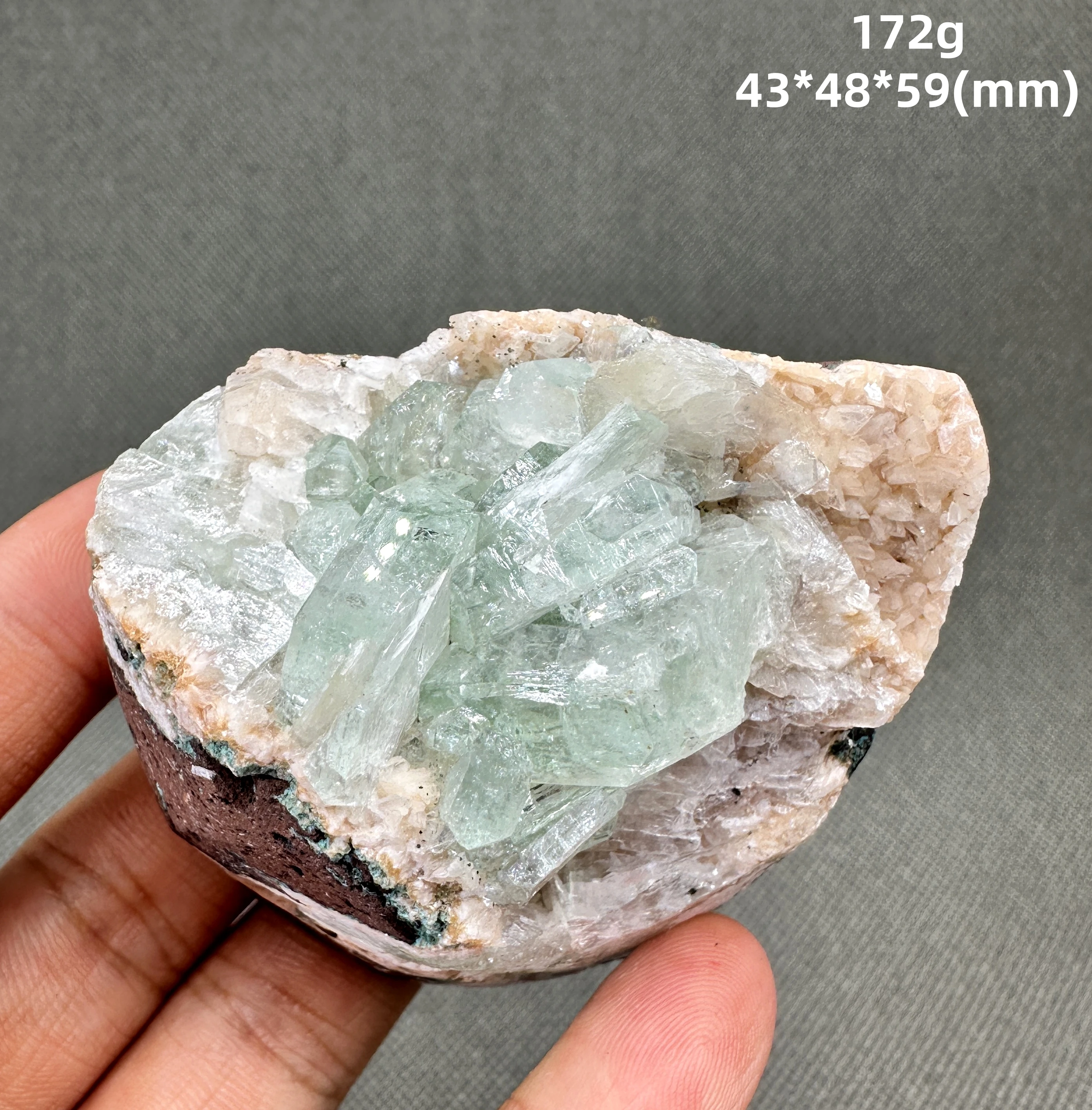 

172 g Natural India zeolite and green apophyllite symbiosis Mineral Specimen + healing quartz crystals and stones rock gemstone