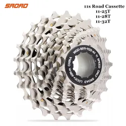 SROAD Road Bike Cassette Ultralight 11 Speed 25T/28T/32T/34T CNC Made RoadBike Freewheel K7 11V Sprocket Fit R9100 SRAM RED