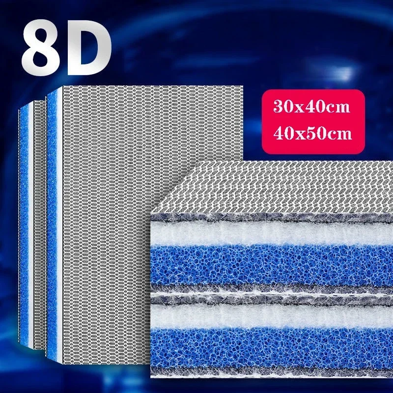 8D Aquarium Filter Sponge Media Upgraded 8-Layer No Glue Filter Pads Fish Tank Skimmer Koi Pond Filter Cotton Accessories