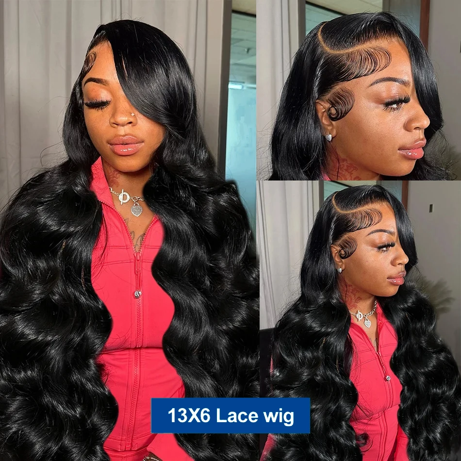 13X4 Body Wave Lace Front Human Hair Pruik Pre Geplukt Transparant Lace Frontale Pruiken Menselijk Haar 200% Hoge Dichtheid Gekleurde Pruiken