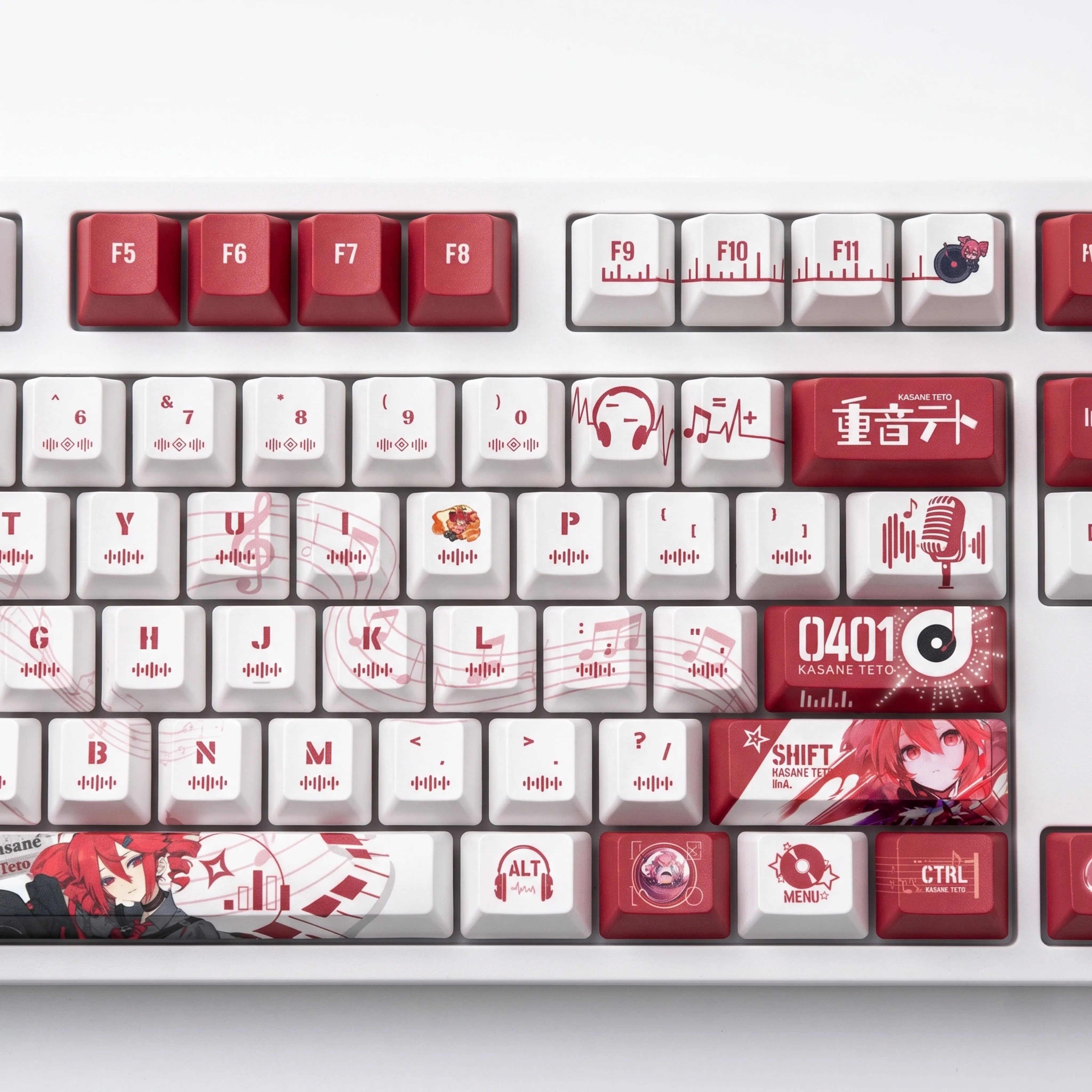 Kasane Teto Keycaps 122 Klawisze Kasane Teto Keycap Anime PBT DYE-Sub Profil Cherry do Klawiatur Mechanicznych Aula Made68 Mad68 Wooting60 — zdjęcie produktu 3