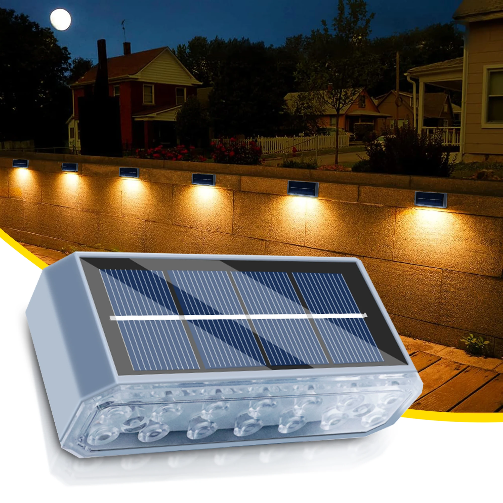 

2 шт. 14 светодиодных солнечных фонарей для подиума, энергосберегающий свет, водонепроницаемый уличный светильник для сада и дорожки, подходит для забора на подиуме, лестницы