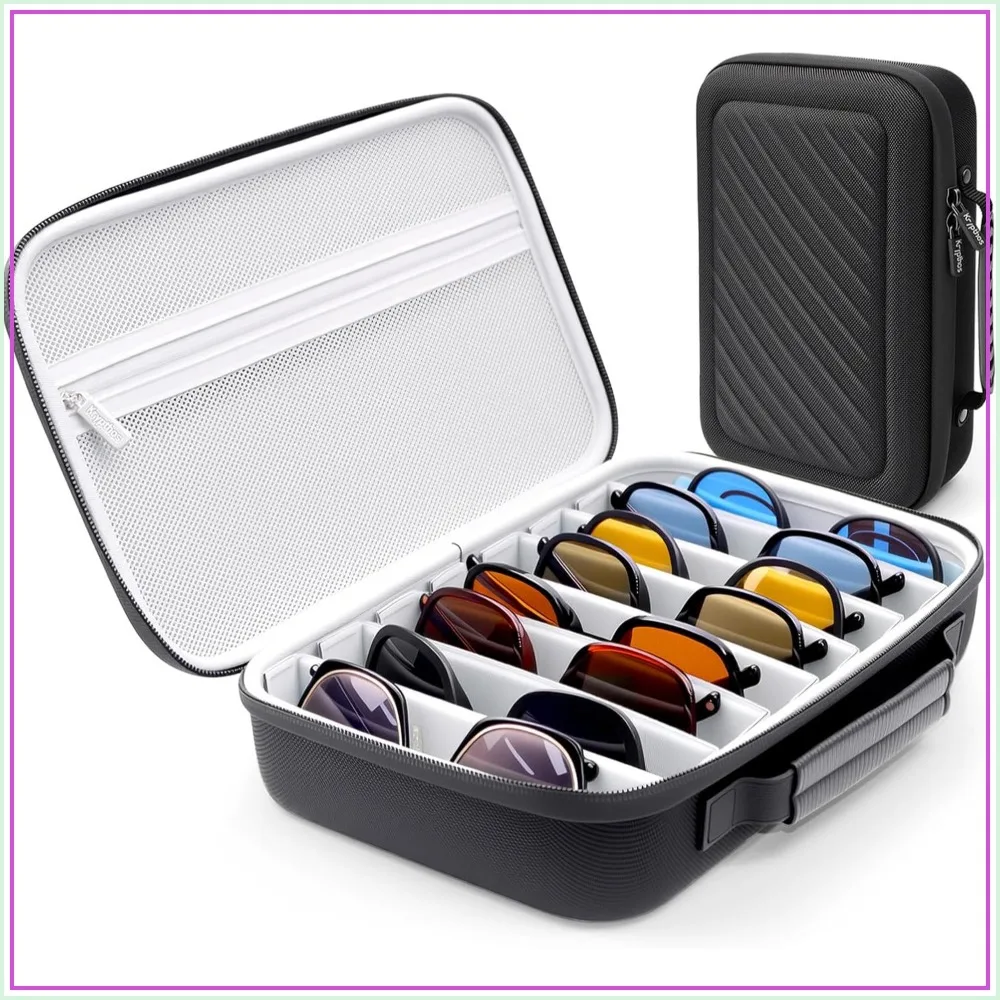 

Travel Sunglasses Organizer Case, Portable Eyeglasses Storage Box, Eyewear Display Case for Men Women