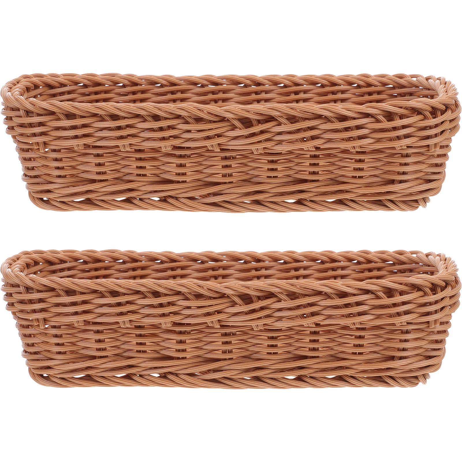 

2pcs Rattan Style Cutlery Basket 26x12x6cm Brown Rectangle Kitchen ganizer Woven Utensil Holder Plastic Storage
