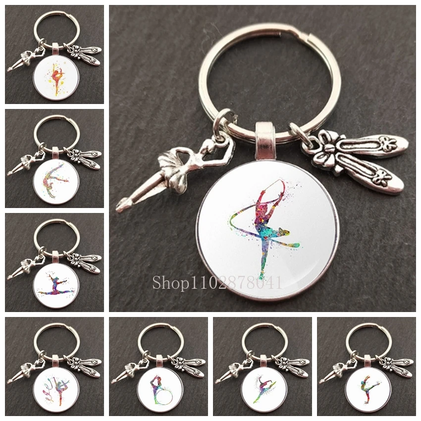 Модные-ювелирные-изделия-стеклянная-подвеска-металлический-брелок-красивые-картины-художественная-гимнастика-танцы