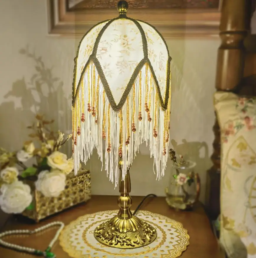 خمر الأوروبي مصباح ظلال اليدوية كريستال شرابات حبة أباجورة النسيج ل الجدول غطاء خفيف مصباح أرضي يغطي ديكور المنزل