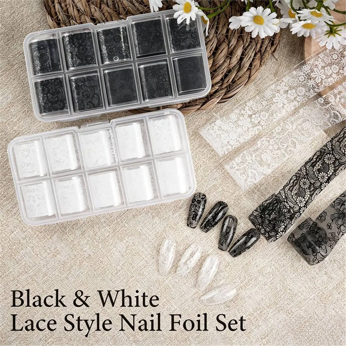 A1627K Lace Foils, Art Transfer Stickers, Holographic Transfer Sheets for Manicure Salon & Home Use SUMMER