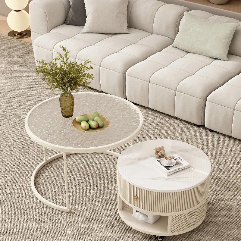 Space Saving Round Coffee Table Decoration Living Room Modern Industrial Side Table Simple Aesthetic Meubles Salon Furniture