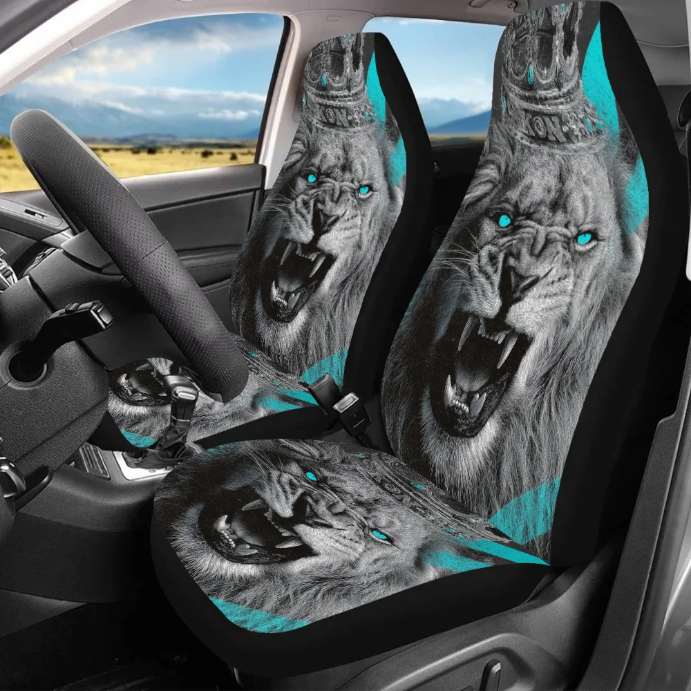 Juego de 2 fundas para asientos de coche con temática del Rey León, adecuadas para todos, diseñadas para mujeres, ajuste universal para asientos delanteros y SUV, Impr