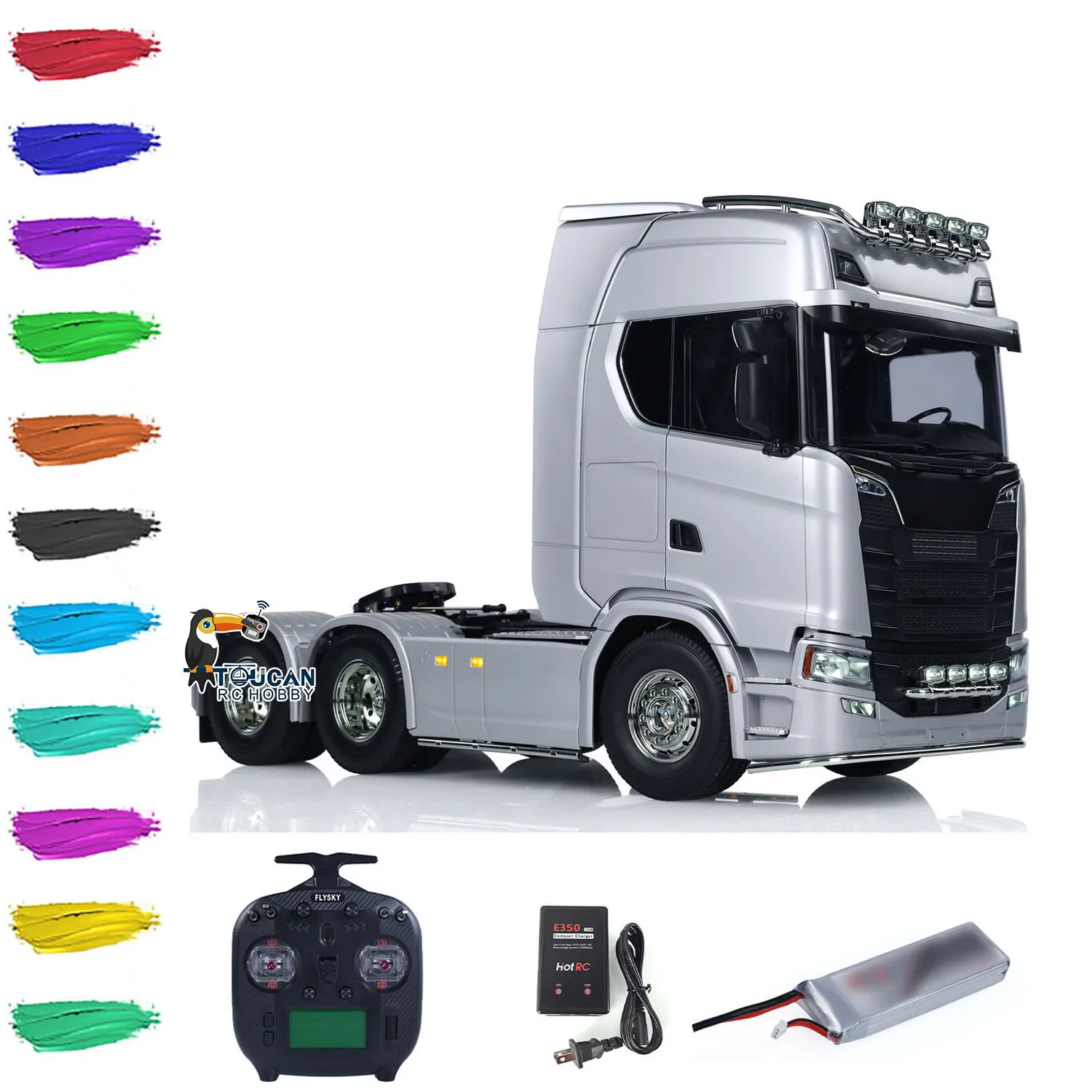 1/14 6X4 770S RC Tractor Truck 56373 Remote Control Vehicle 3-Speed Light Sound DIY Painted Cars Vehicle Toys for Boys THZH2026