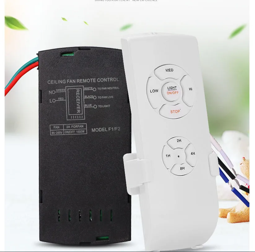 مصباح مروحة السقف طقم التحكم عن بعد توقيت التحكم التبديل التيار المتناوب 110-240 فولت تعديل سرعة الرياح جهاز ريسيفر استقبال وإرسال #2