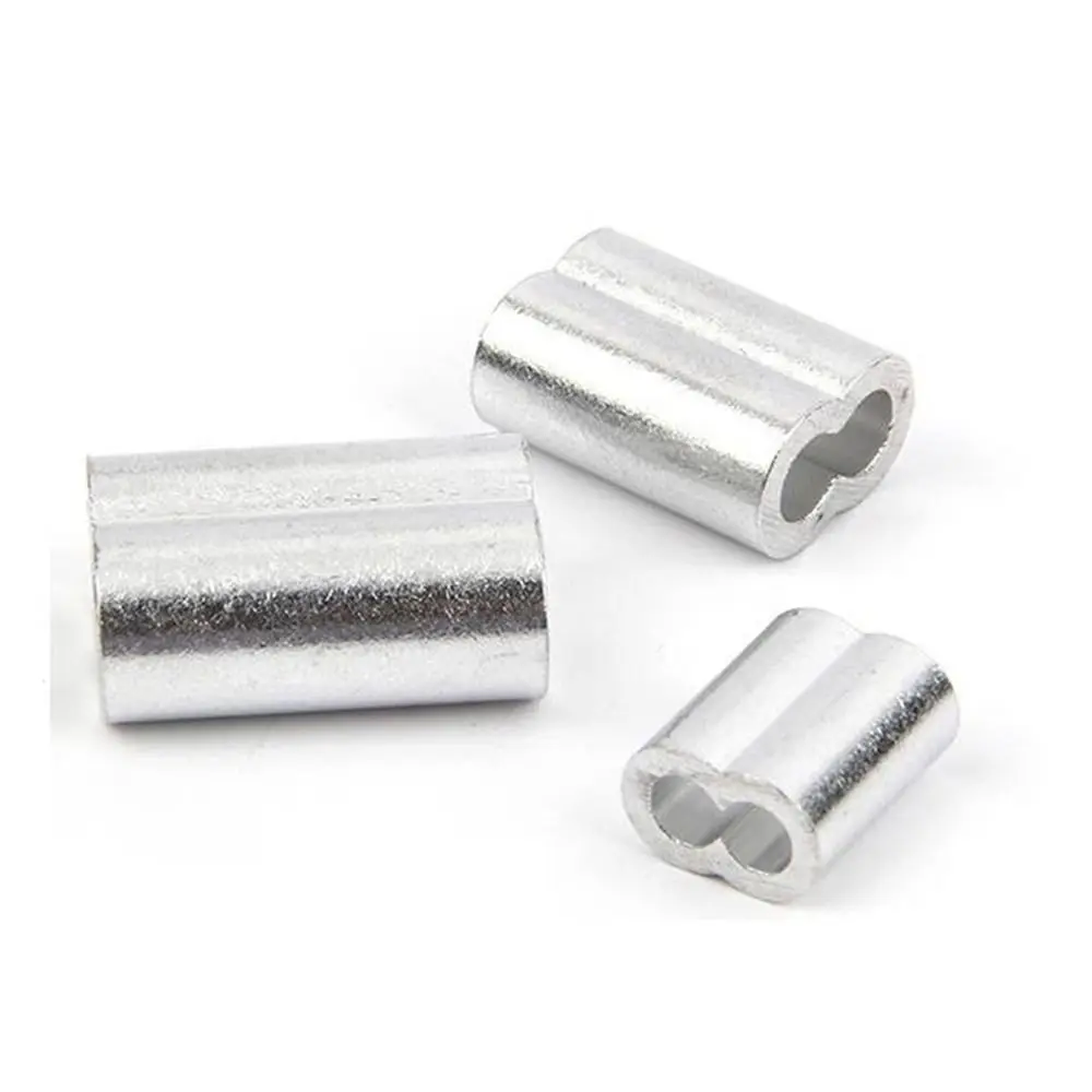 10-50Pcs 8-Shape M1 to M12 Crimp Sleeve Fixing Clip Double Hole Cable Clip Hardware Aluminum Wire Ferrules Steel Wire Rope