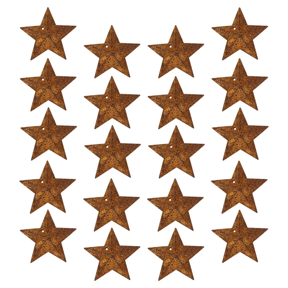 20 Pcs Rusty Pentagram Five-pointed Star Hanging Decor Metal Ornament Decorative Adornment Exquisite Unique for DIY Xmas