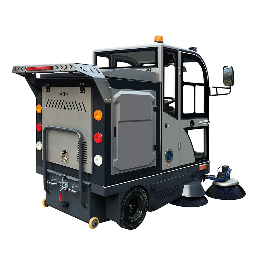 Industrial Electric All Closed Cab Floor Sweeper Driving Type Road Sweeper Street Cleaning Machine