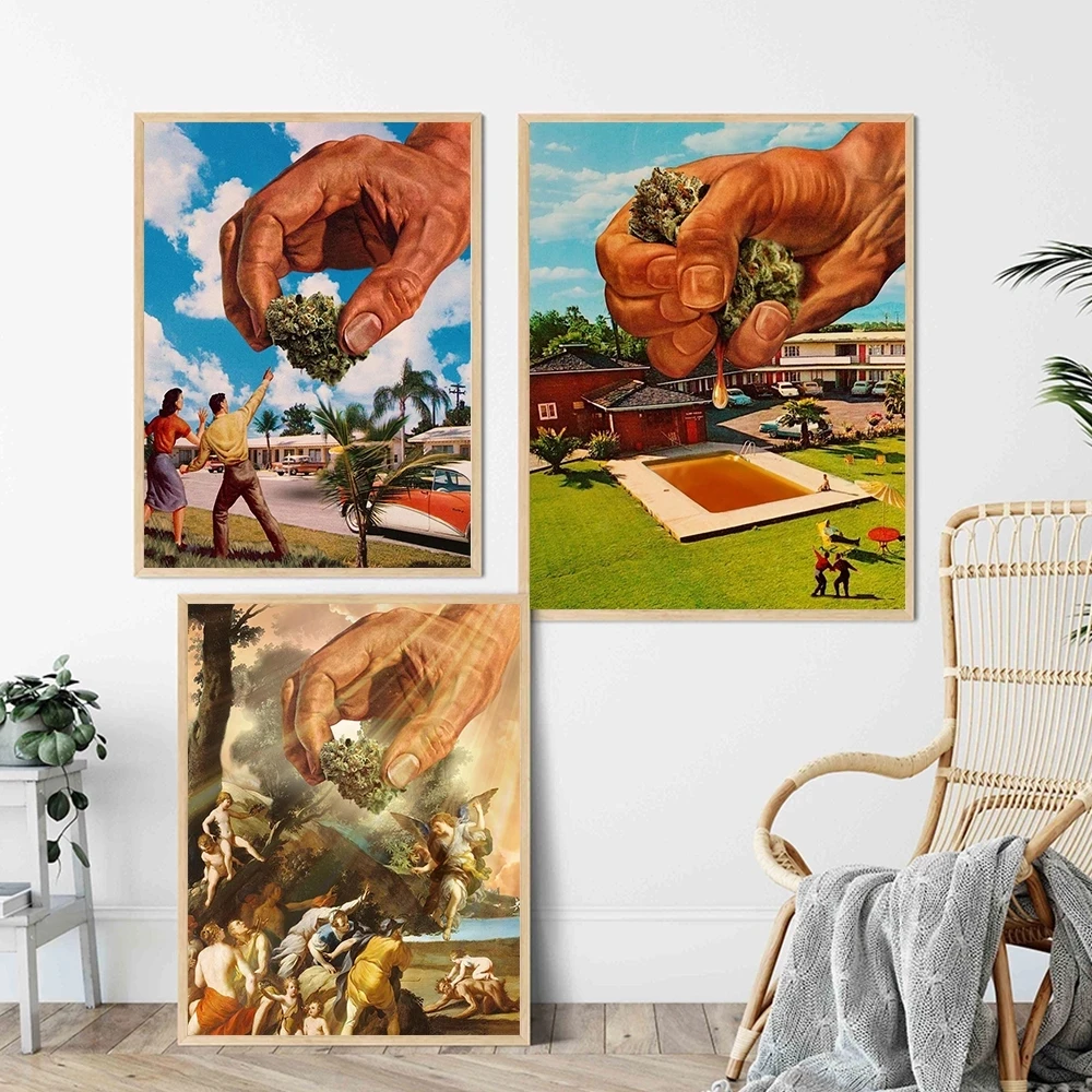 Famous Paintings Creative Pictures Wall Decoration Canvas Hands and Plants Art Prints and Posters for Living Room Home Decor