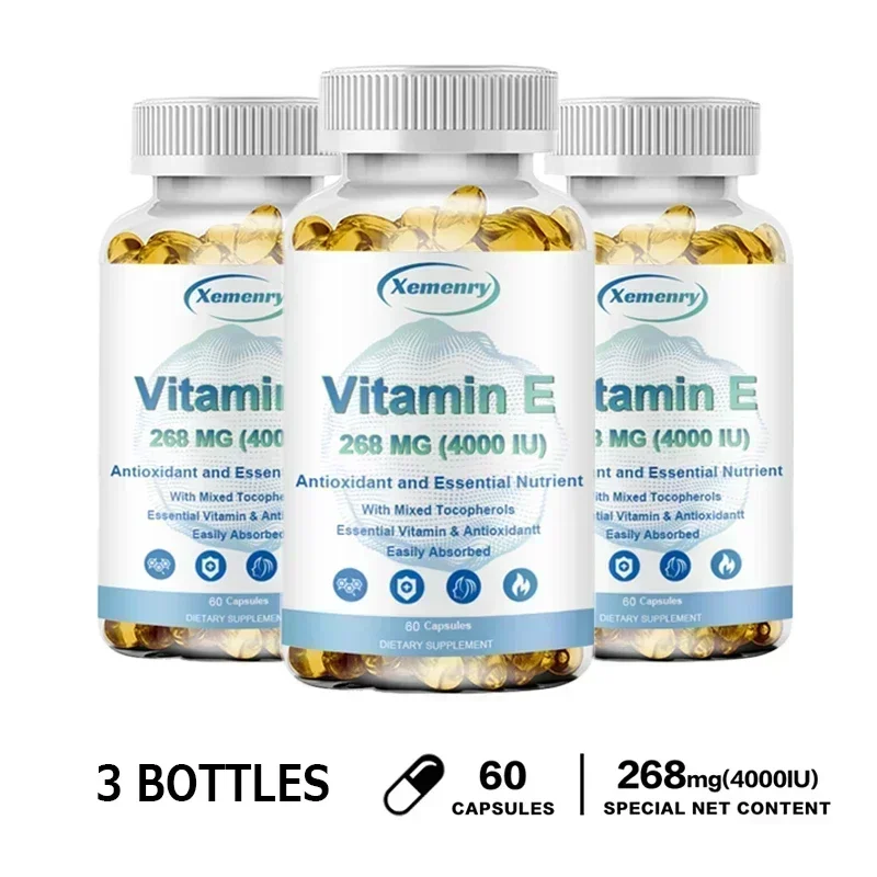 Vitamin E Capsules - Skin Firming, Wrinkle Reduction, Repair Damaged, Anti-aging, Antioxidant, Increase Immune System