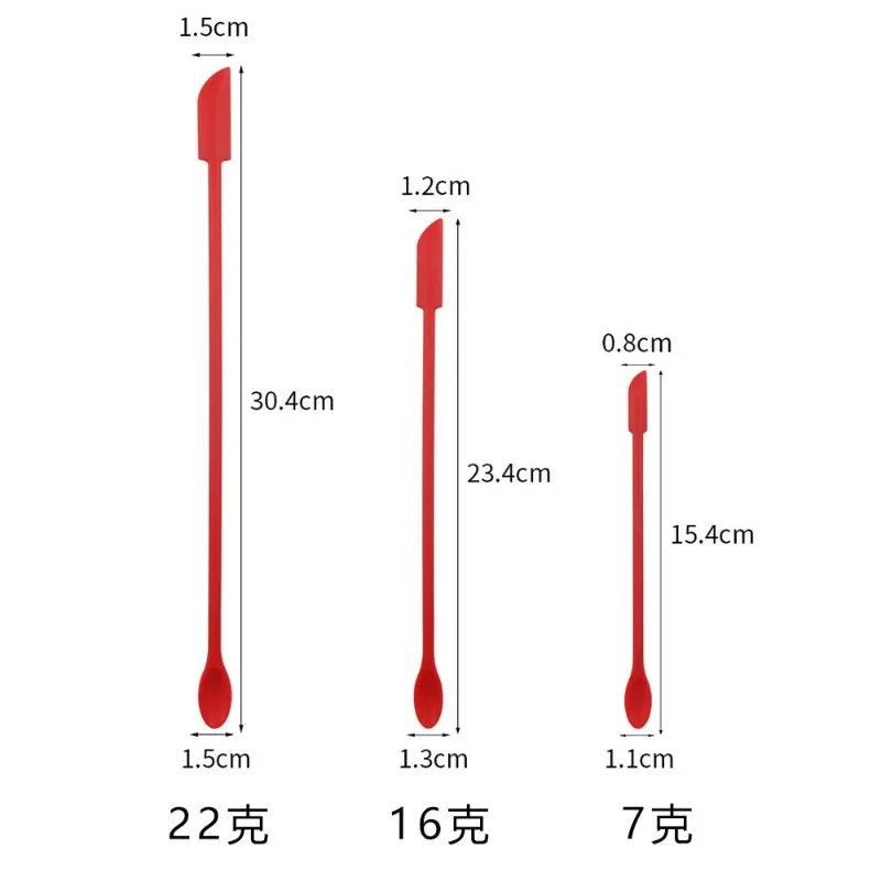 3pcs/1pc Mini Long Handle Silicone Spatula Dual-Ended Scraper Spoon Kitchen Accessories for Jam Seasoning