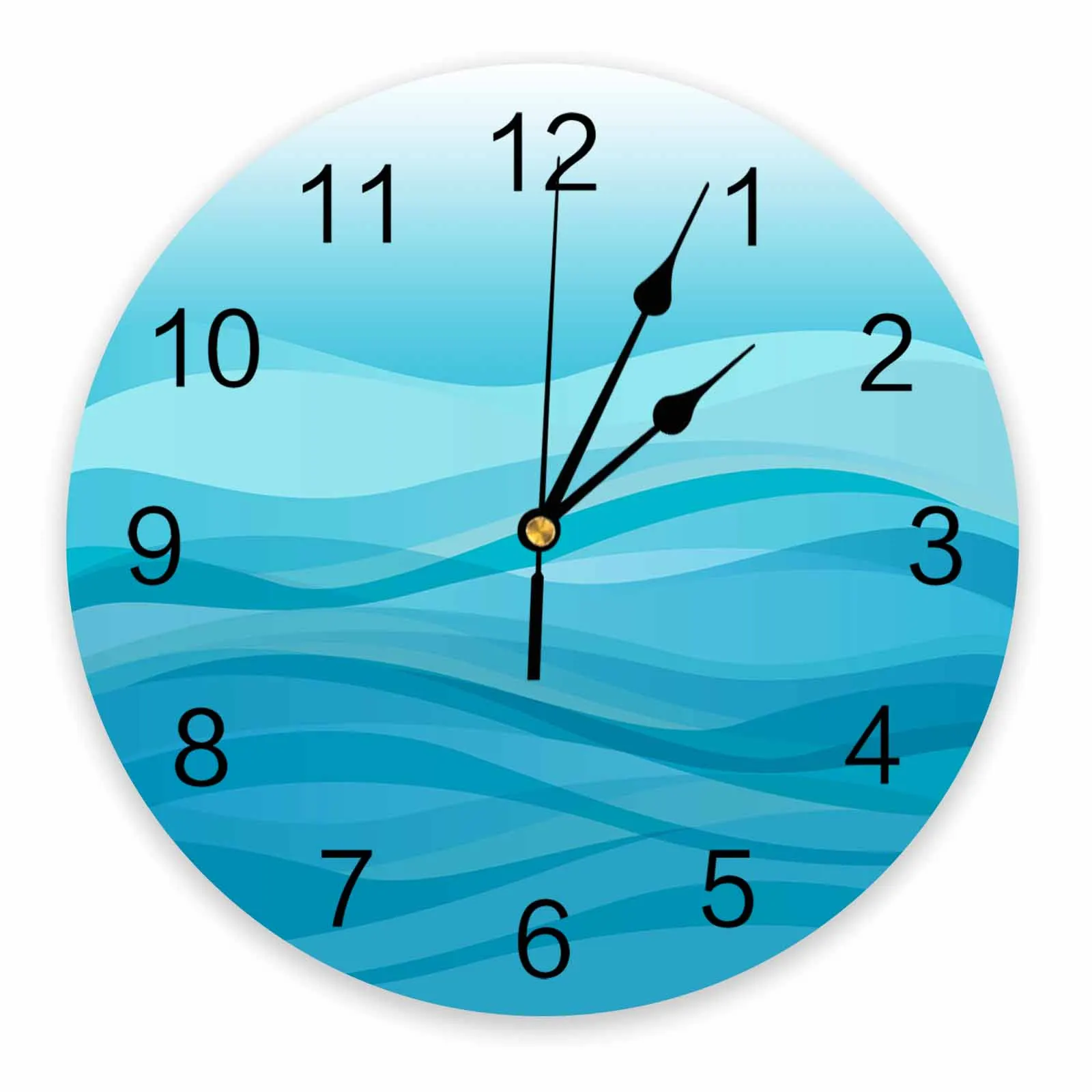 

Gradient Water Ripple Blue Wall Clock Large Modern Kitchen Dinning Round Wall Clocks Bedroom Silent Hanging Watch