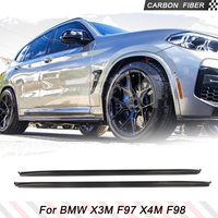 Car Side Skirts Body Kit For X3M F97 X4M F98  M Sport 2019 - 2021 Side Door Bumper Skirts Apron Extension Lips Carbon Fiber