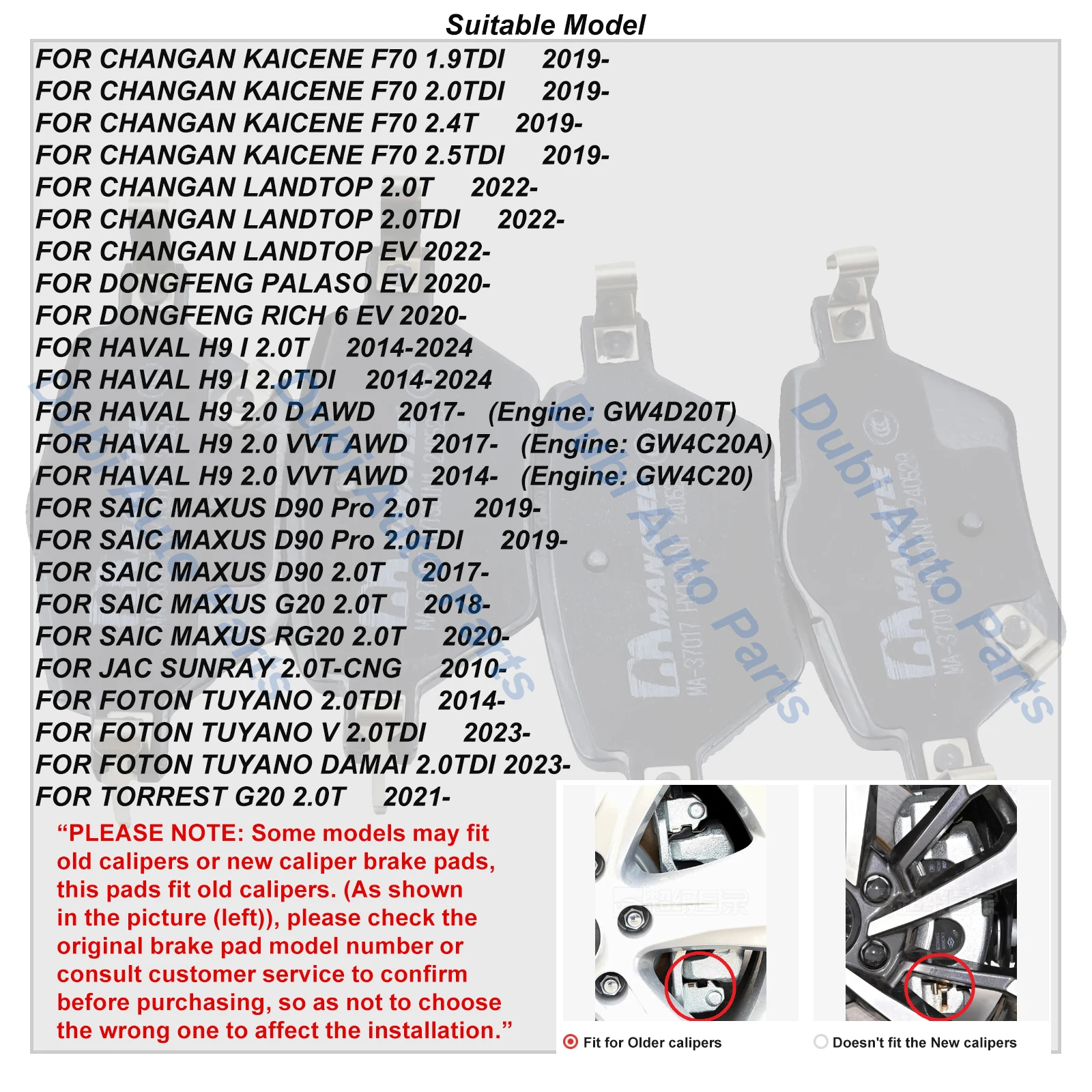 Rear Brake Pads For HAVAL H9 I 2.0T 2.0TDI 2014-2024  SAIC MAXUS D90 Pro G20 RG20 JAC SUNRAY CHANGAN KAICENE F70 3502110XKV08A