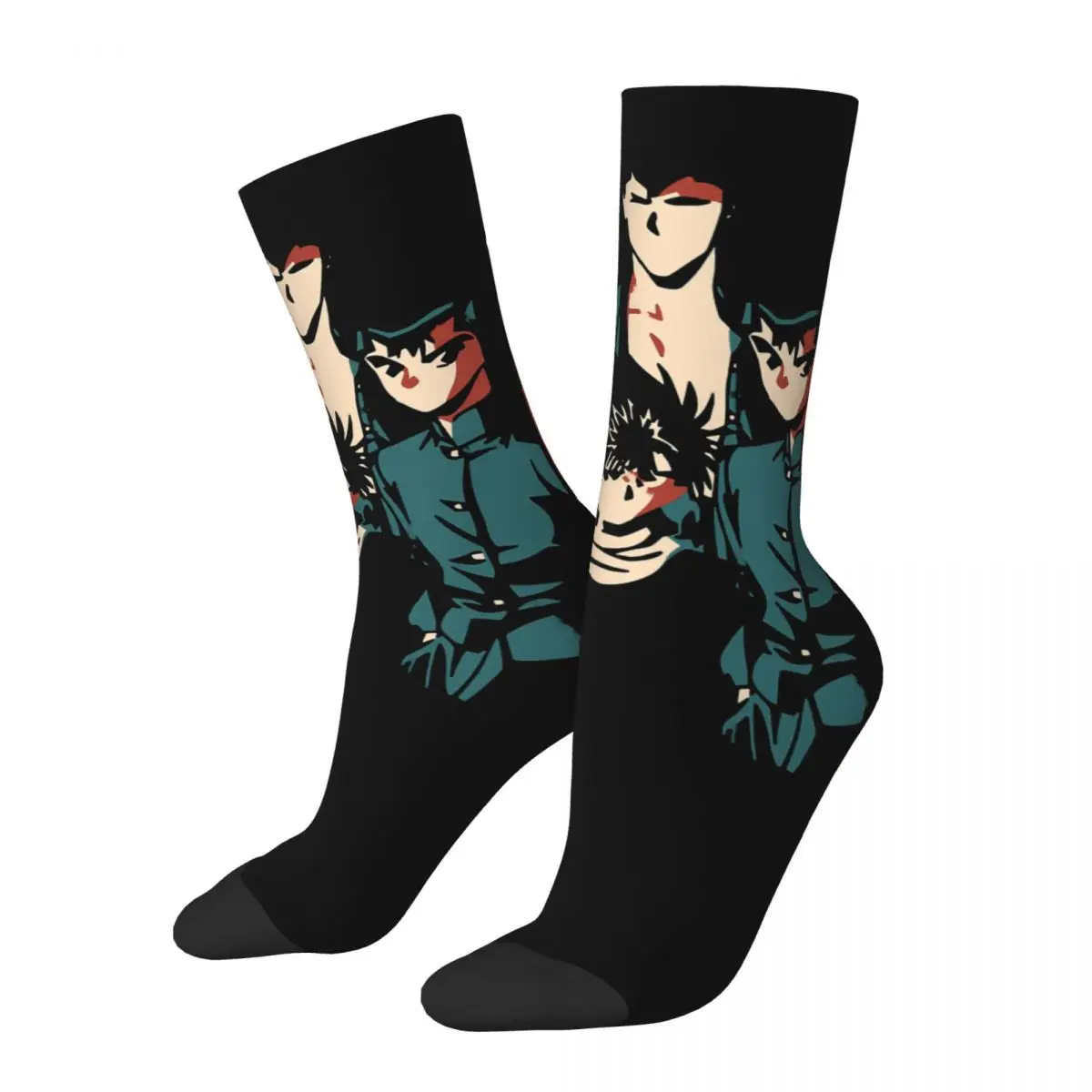 compression Sock for Men Urameshi Yuusuke Hip Hop Vintage Yu yu hakusho Happy Quality Pattern Printed Boys Crew Sock Casual