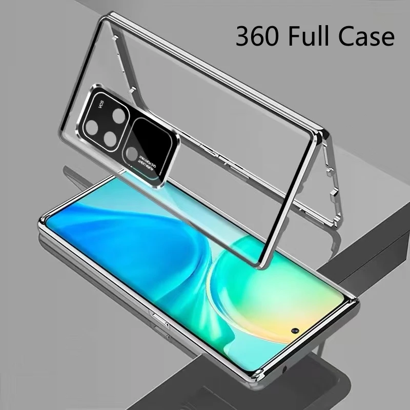 

360 полная фотография для Vivo V30 Pro искусственная фотография Двусторонняя Магнитная Адсорбция металлическая защита для закаленного стекла чехол для телефона бампер