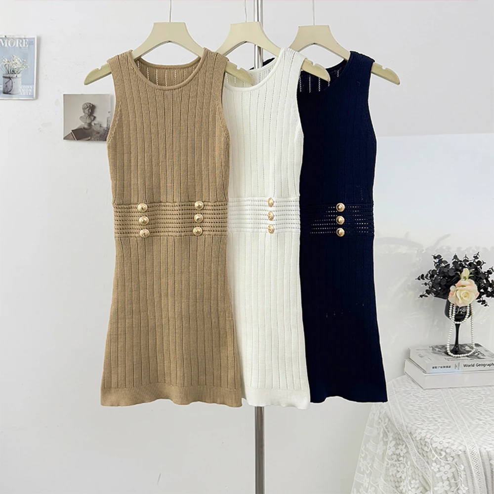 شير شريط متماسكة السترة اللباس أسلوب بسيط بلا أكمام اللباس سليم صالح مثير فساتين الربيع الملابس النسائية فستان لباس غير رسمي