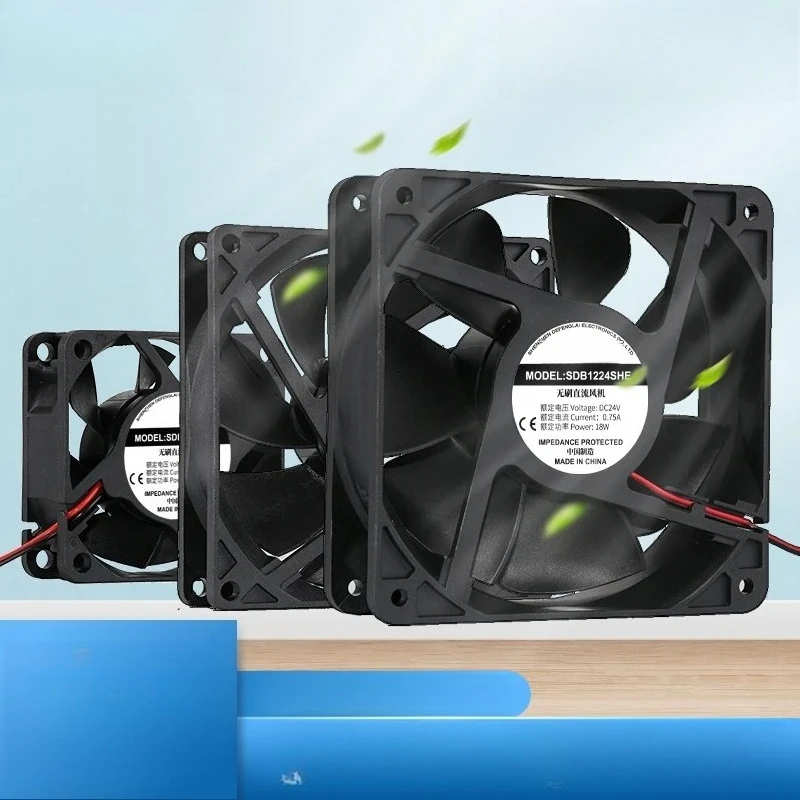 DC 24V Cooling Fan 3‑12cm Square Axial Flow Fan Inverter Cabinet Cooling Fan Dual Ball Bearing Option