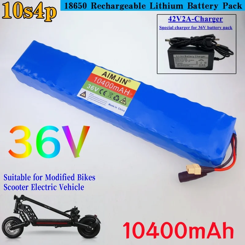 

AIMJIN 10S4P аккумулятор для электрического скутера 36 В 10400 мАч 18650 литий-ионный 350 Вт 500 Вт, с BMS